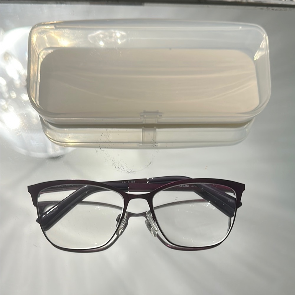 LEGACY LANE : Purple Rectangular Wayfarer Glasses with case